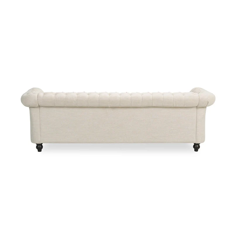 Beige Chesterfield Button Tufted 3-seater Sofa with Nailheads