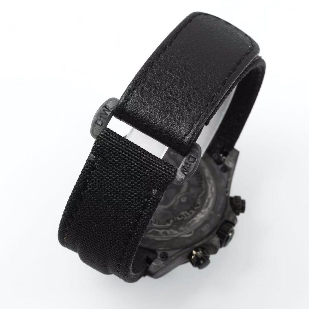 Black fabric and leather strap with tang buckle