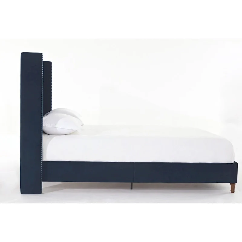 CUSchoice 54 High Headboard Upholstered Queen/King Bed (No Box Spring Needed)