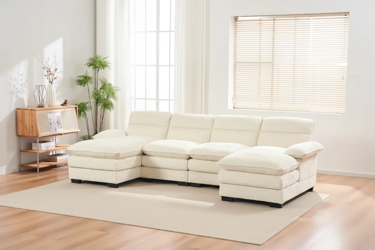 U-Shaped Chenille Sofa