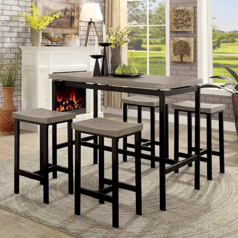 Grey and Black 5-Piece Counter Height Dining Set