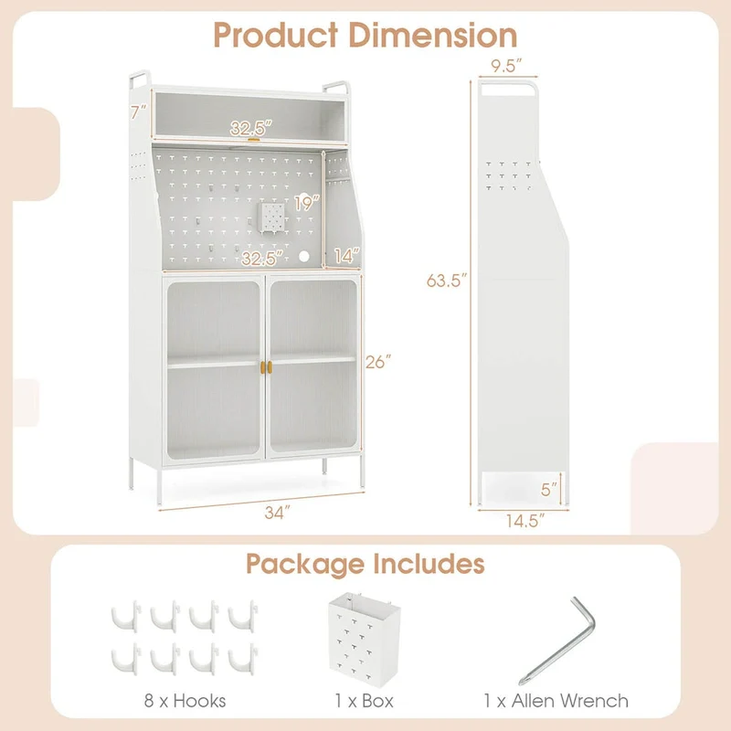 Costway 5-tier Metal Kitchen Bakers Rack with Pegboard 8 Hooks - See Details