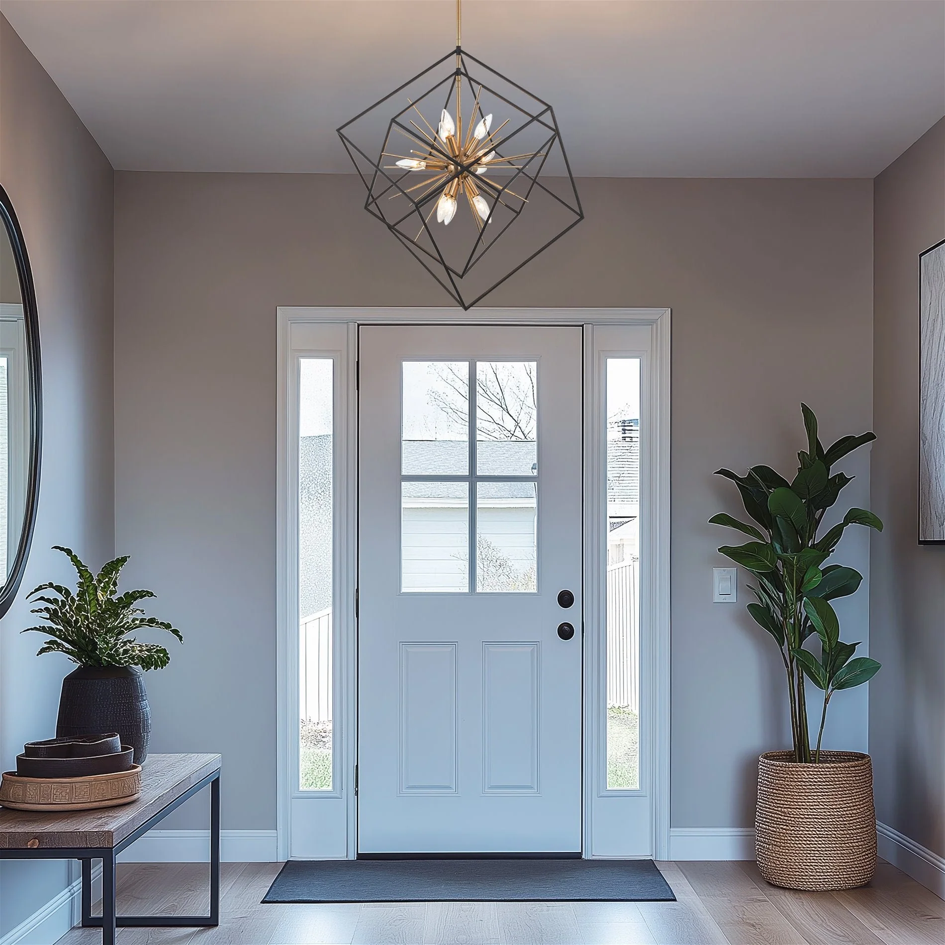 Berkshire 27 9-Light Mid Century Modern Foyer Geometric Pendant Light