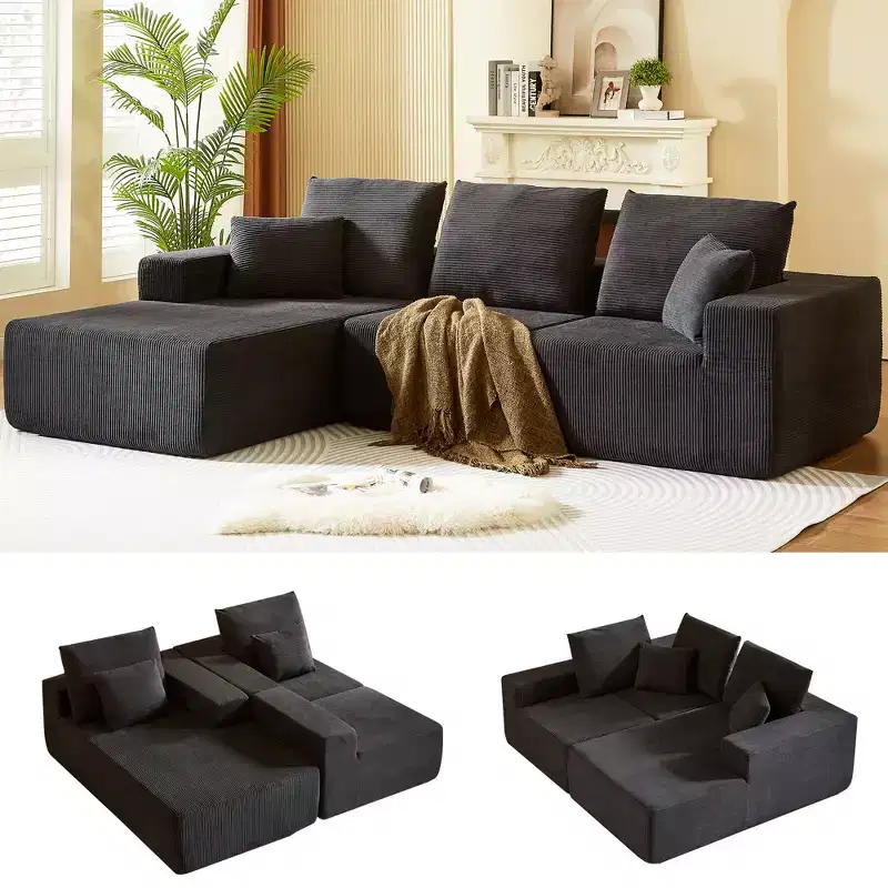 Whisen Modular Sectional Sofa with Chaise, L Shaped Cloud Couch, No Assembly Required