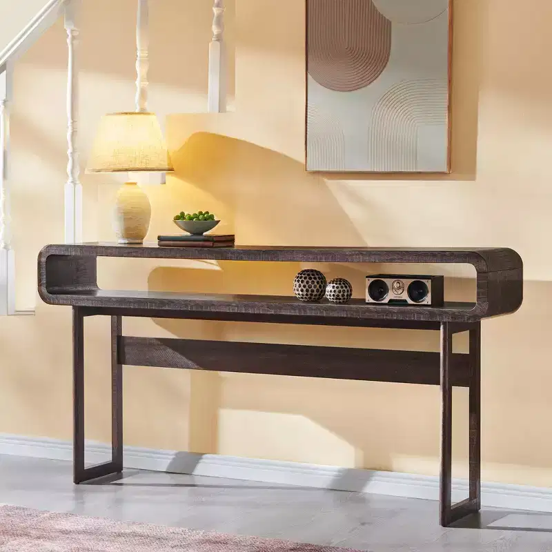 63 Inch Long Console Table, Modern Wood Entryway Table, Narrow Sofa Table Behind Couch for Living Room, Hallway, Foyer