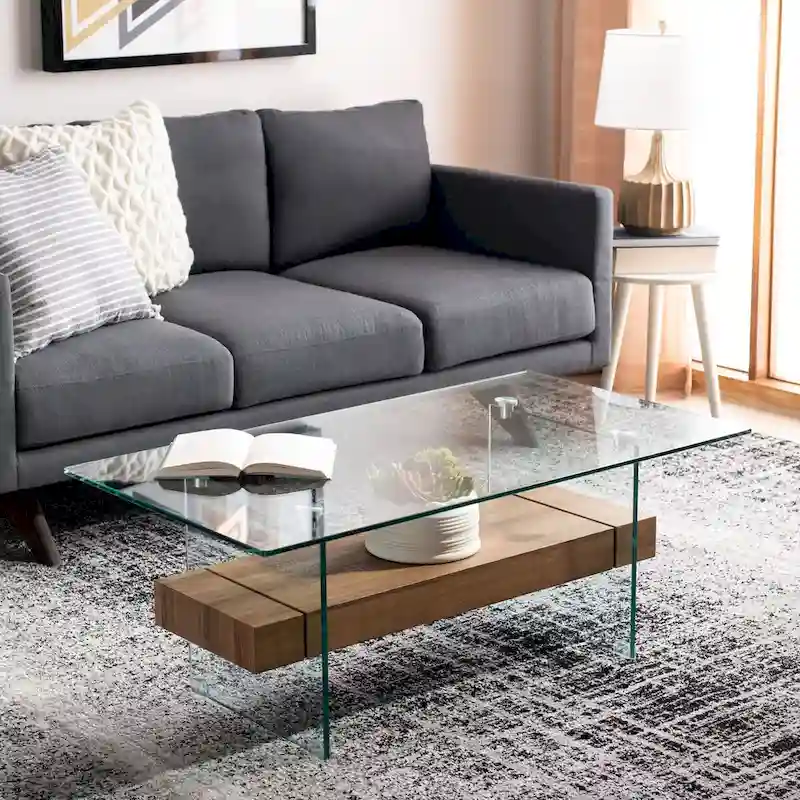 Modern Glass Coffee Table - 43.3 x 23.6 x 16.5