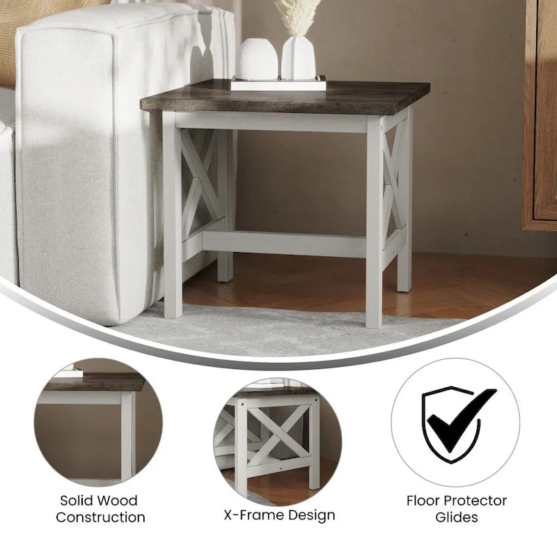 Solid Wood Traditional Farmhouse End Table