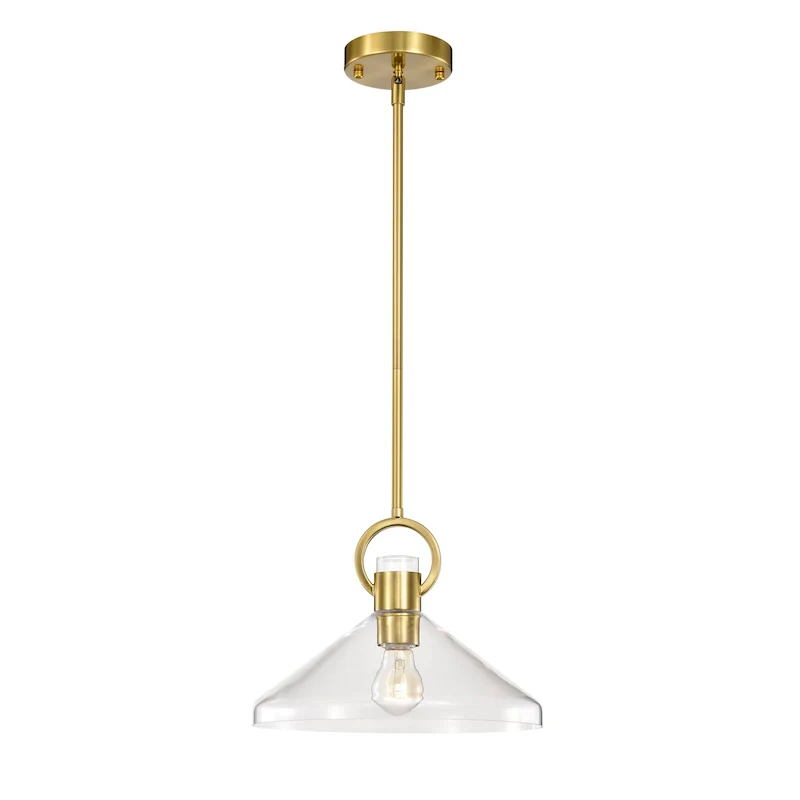 Andros Glass Cone Shade 1-Light Downrod Pendant Light