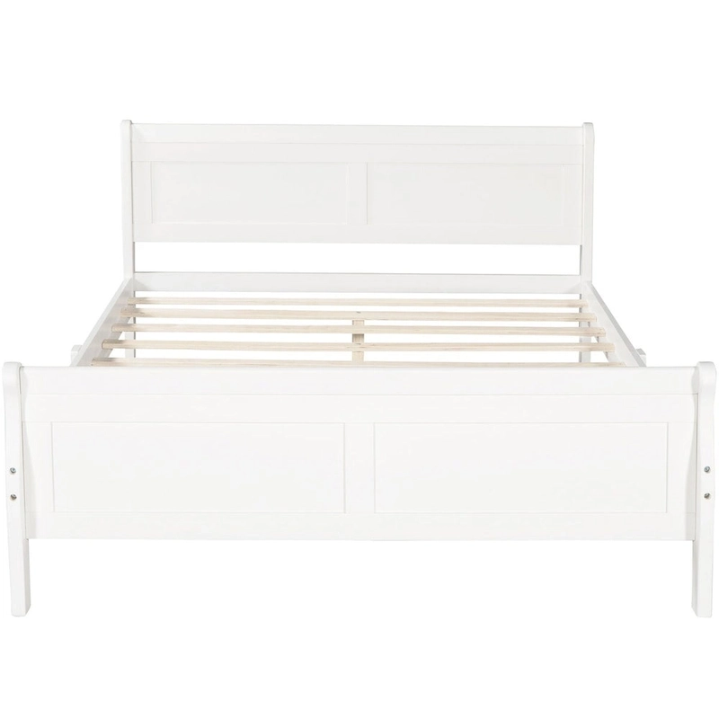 Twin/Full/Queen Wood Frame Sleigh Bed with Footboard