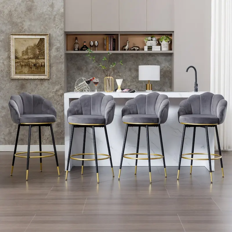 Modern Swivel Bar Stools With Backs – Set of 2, Stylish Kitchen Counter Seating