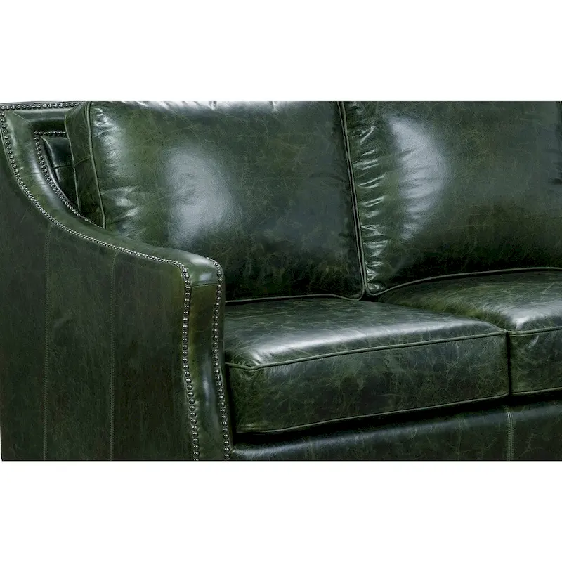 Essex Distressed Green Top Grain Leather Sofa and Chair Set