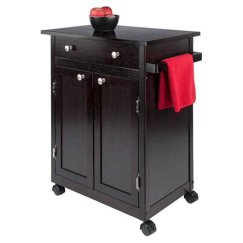 Savannah Utility Kitchen Cart, Espresso - 26.89 x 17.72 x 34.02 inches