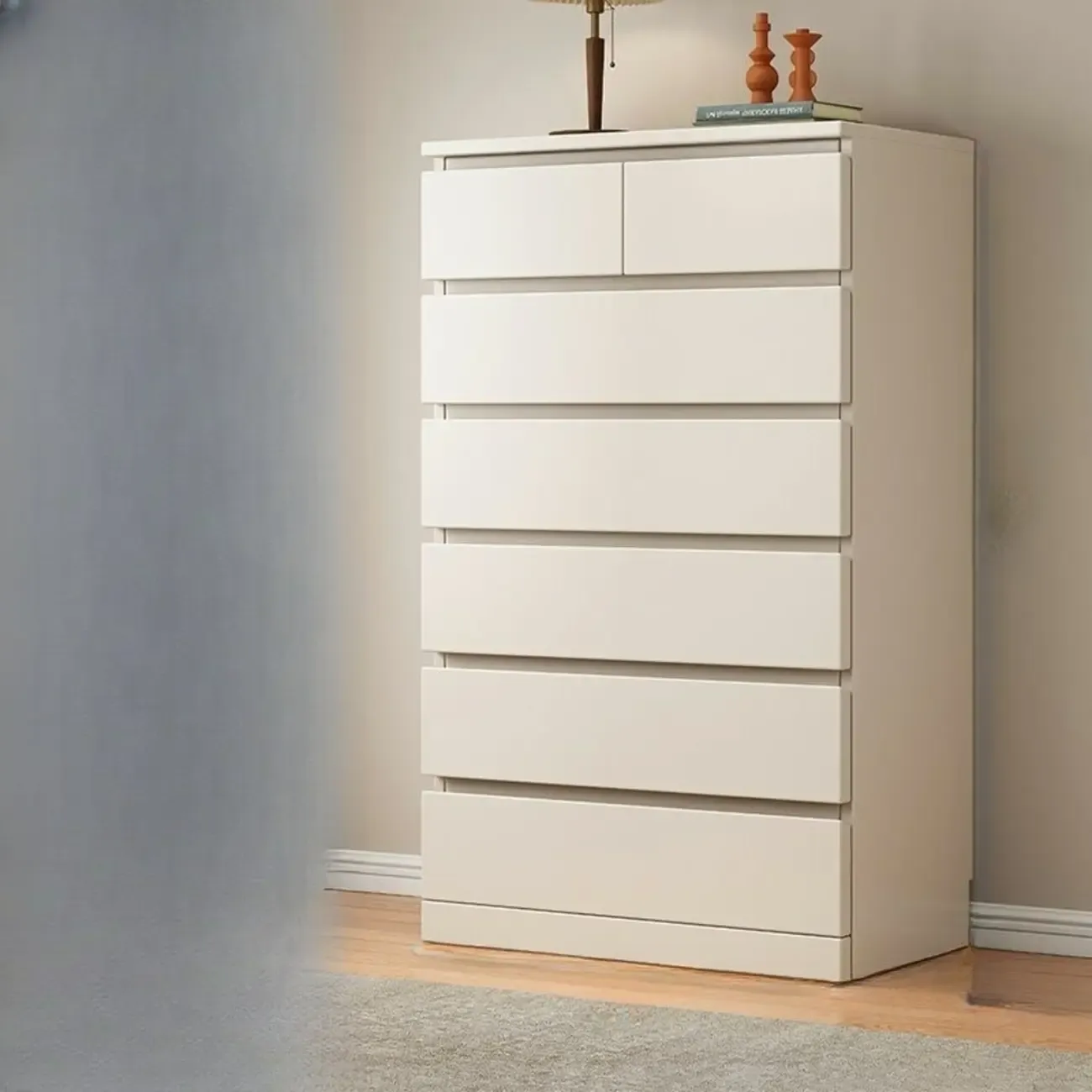 Modern Natural Wood Gloss Surface Dresser with 8-Drawers