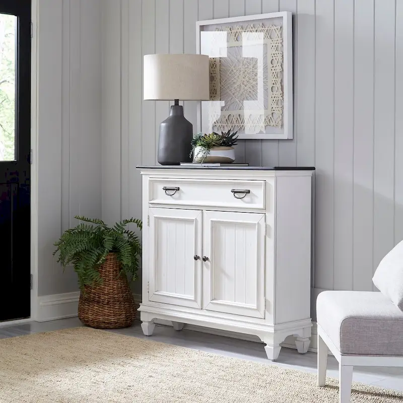 Wirebrushed White Charcoal 42 Inch Accent Hall Console