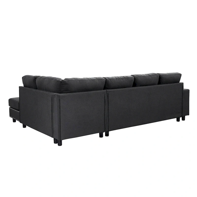 Linen L-shaped Modular Sectional Sofa with Cushions