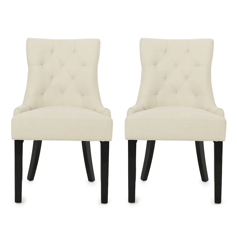 Set of 2 Fabric Upholstered Dining Chair with Tapered Legs
