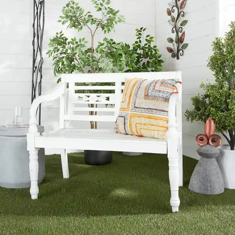 Wood Bench - White -  - 22Wx40Lx36H