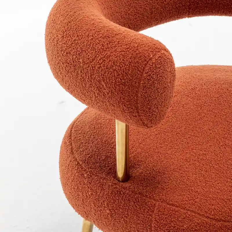 Modern Glam Upholstered Comfy Open-Back Accent Vanity Chair with Golden Legs