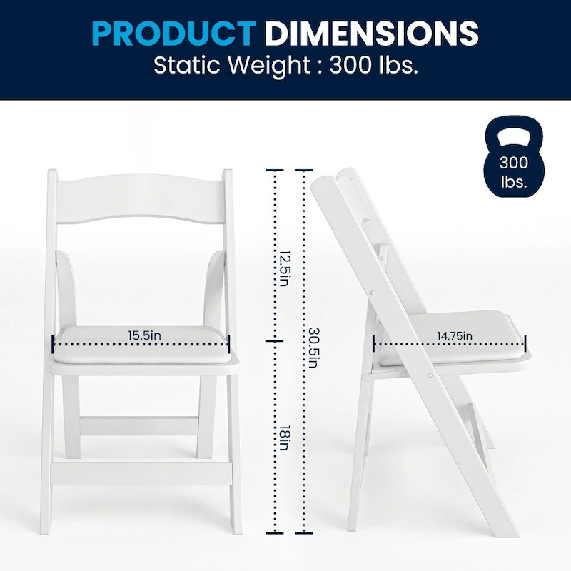 Wood Folding Chair with Vinyl Padded Seat (Set of 2)