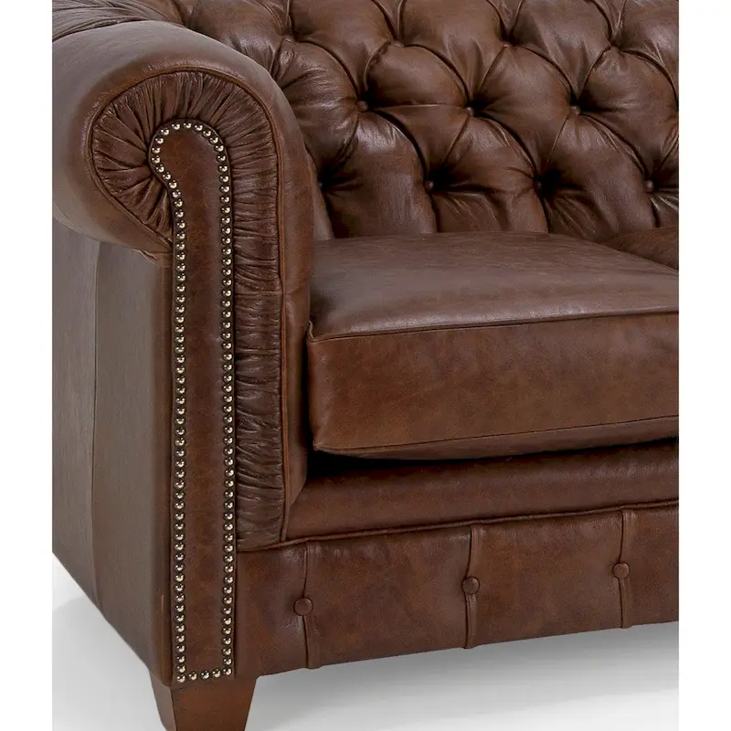 Hancock Tufted Top Grain Italian Leather Chesterfield Sofa - 31  H x 86  W x 40  D
