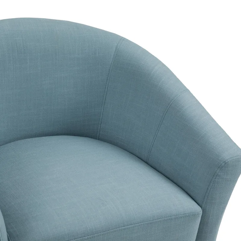 Upholstered Modern Barrel Accent Chair with Wood Legs