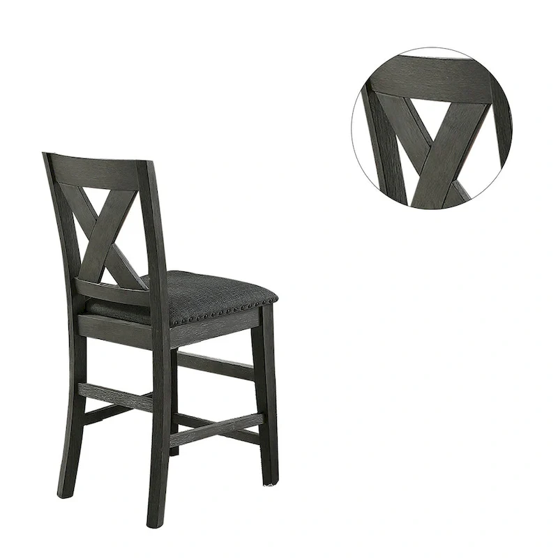 Counter Hight Chairs with X-Cross Back, Dark Grey
