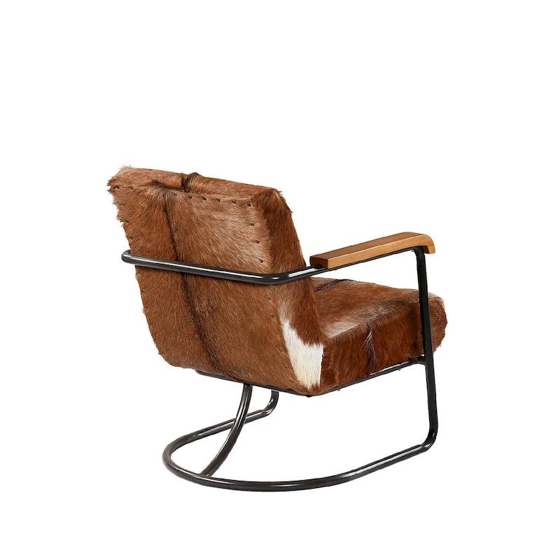 Veranda Cow Hide Upholstered Occasional Chair, Brown and White