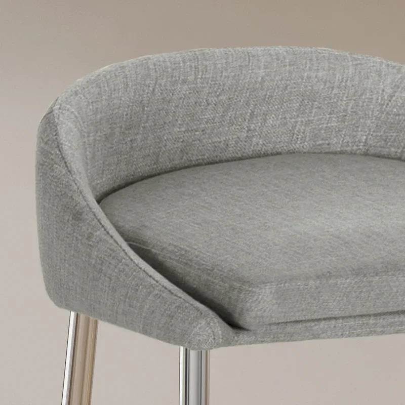 Modern Upholstered Counter Stools with Chrome Legs (Set of 2)