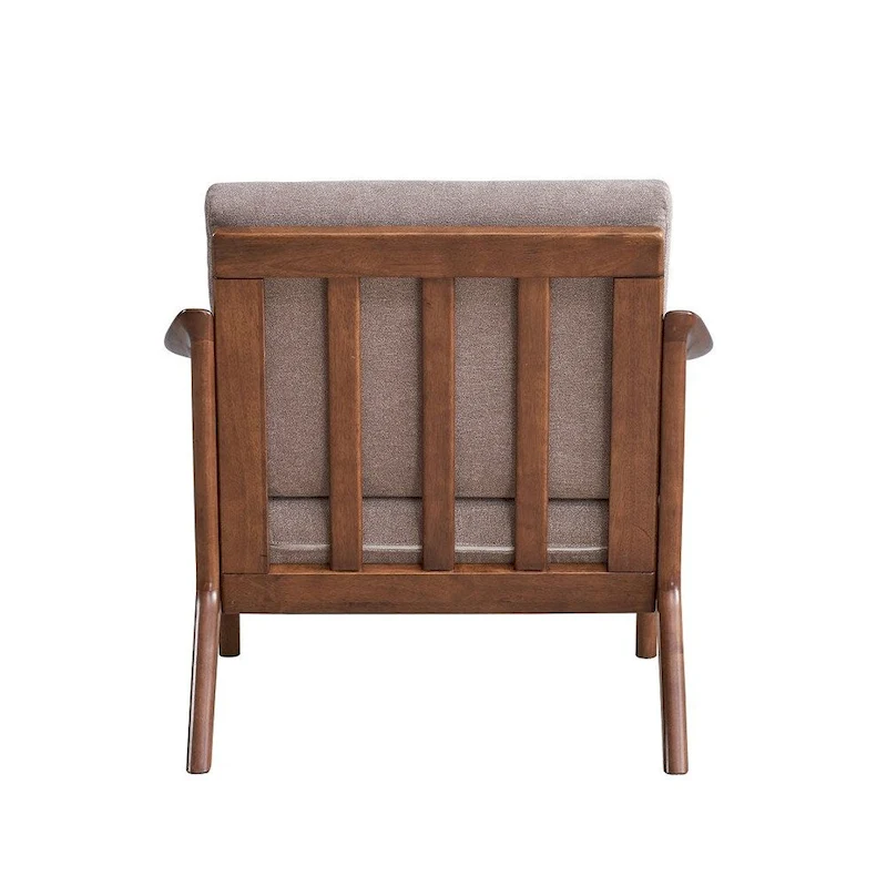 Wooden Accent Chair with Removable Cushion in Light Brown and Brown