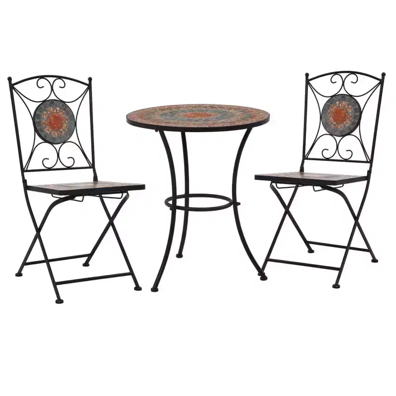 vidaXL Mosaic Bistro Set Terracotta Powder-coated iron, ceramic tile