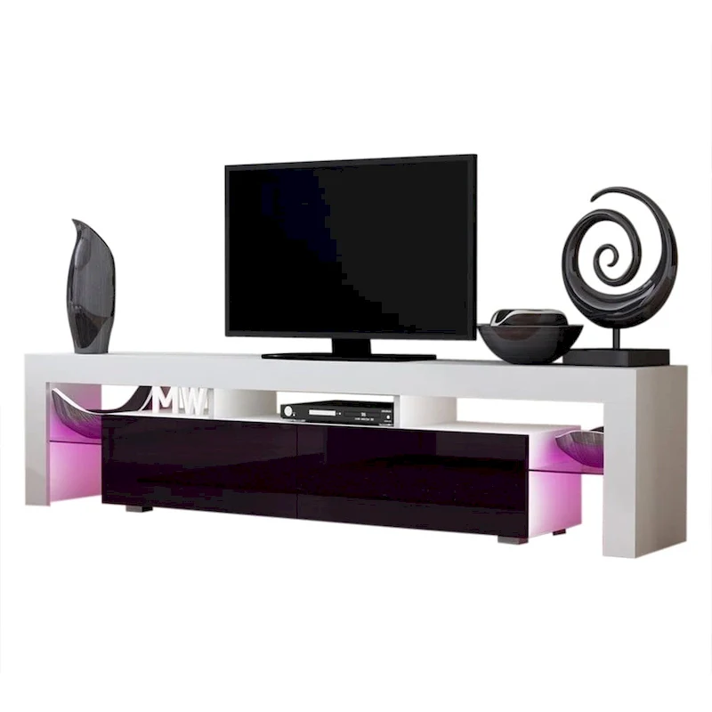 White 79-Inch TV Stand with LED Lights