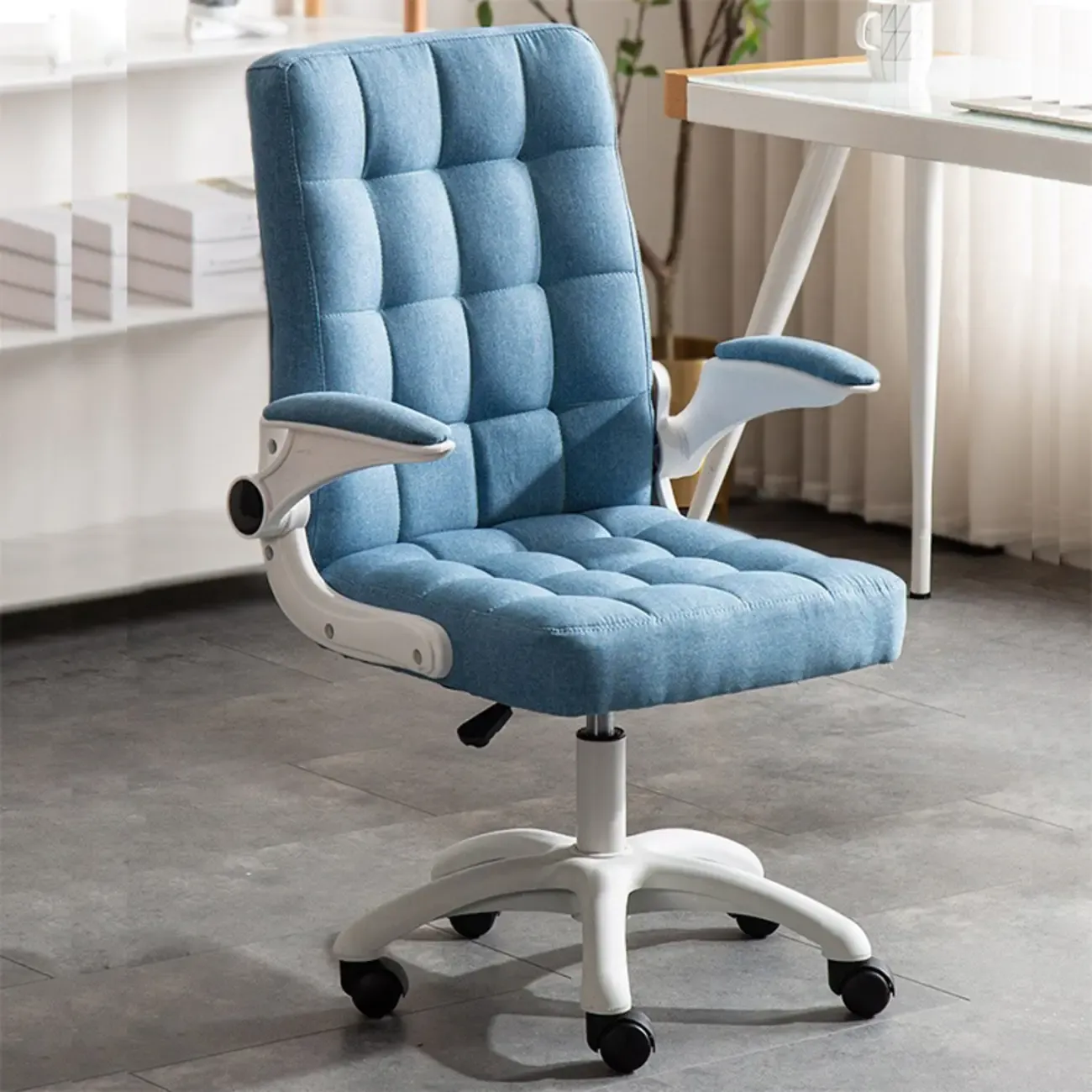 Tufted Brown Faux Leather Adjustable Swivel Office Chair