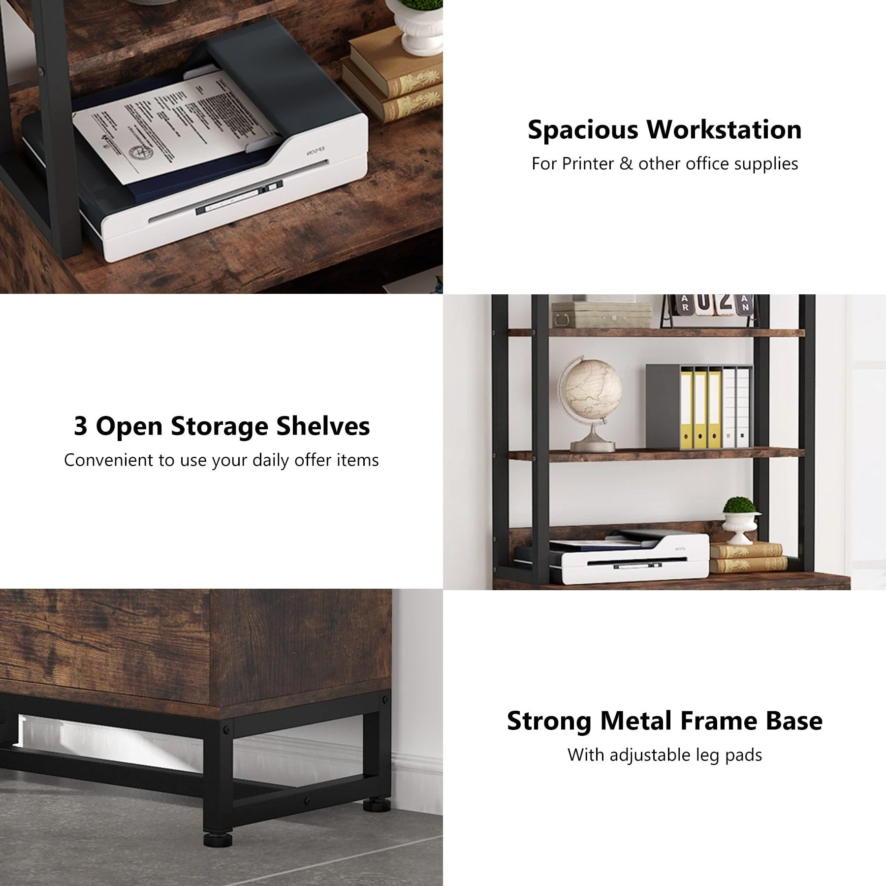 File Cabinet with 2 Drawer, Modern Filing Cabinet Printer Stand with Lock