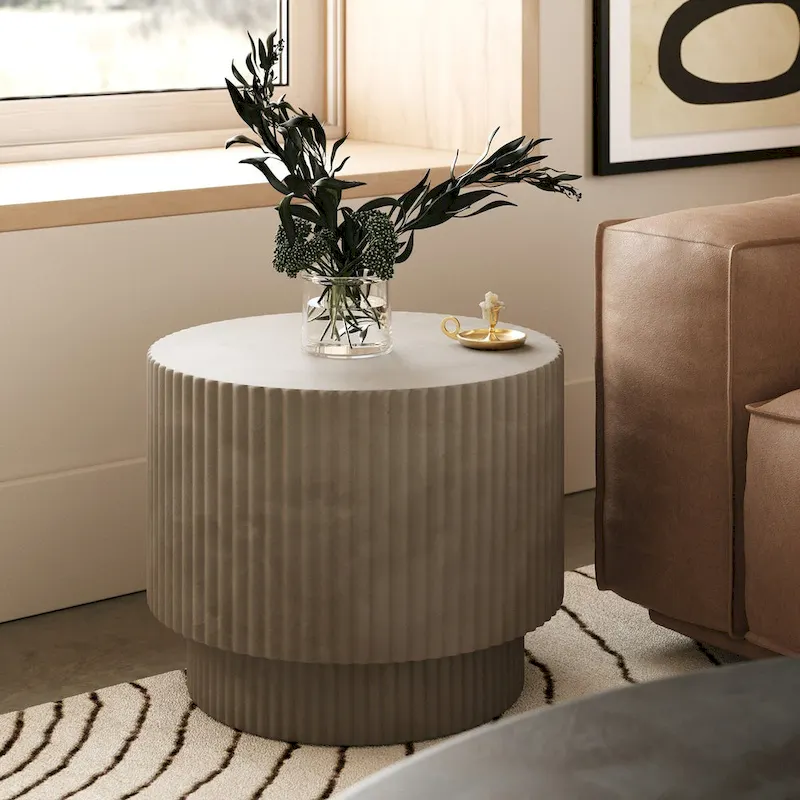 Dark Grey Concrete Round End Table, Single Use
