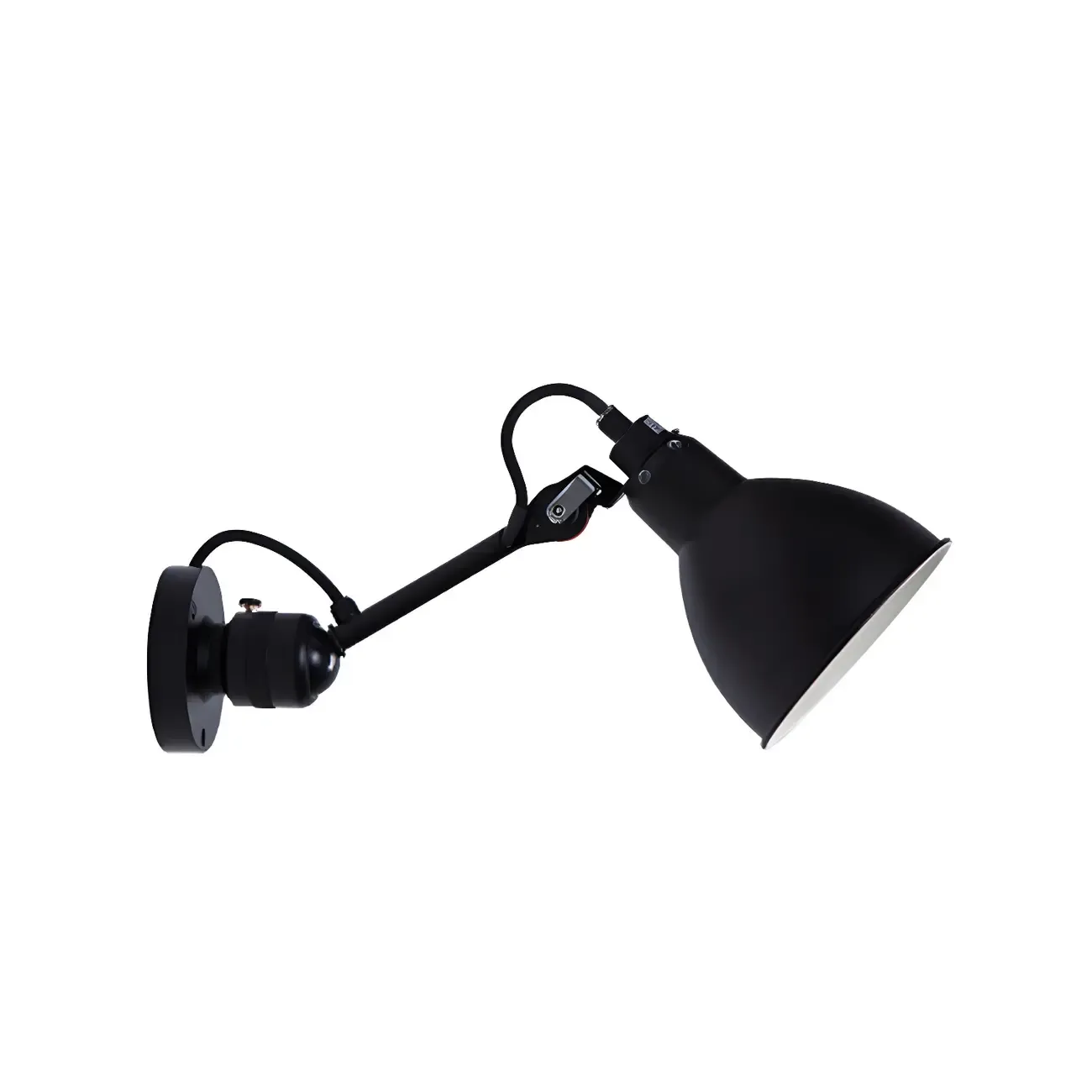 White Inner Shade Black Metal Swing Arm Wall Light