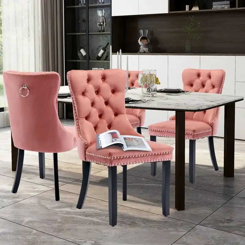 Solid Wood Velvet Upholstered Dining Chair