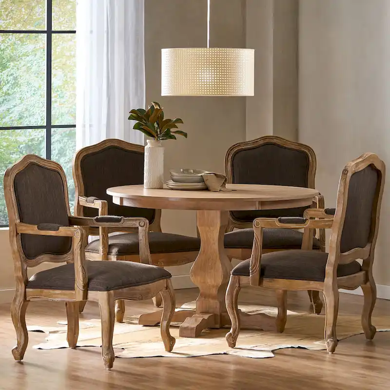 Ardyce Upholstered 5 Piece Circular Dining Set by Christopher Knight Home