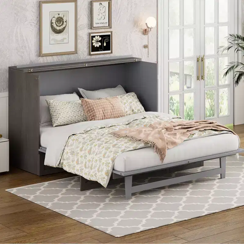 Whisen Clever Design Queen Size Murphy Bed, can Folded into a Cabinet with Large Drawers