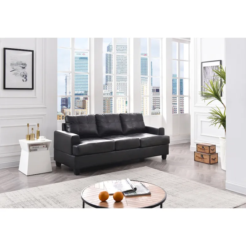 Modern Faux Leather Sofa — Living Room Couch
