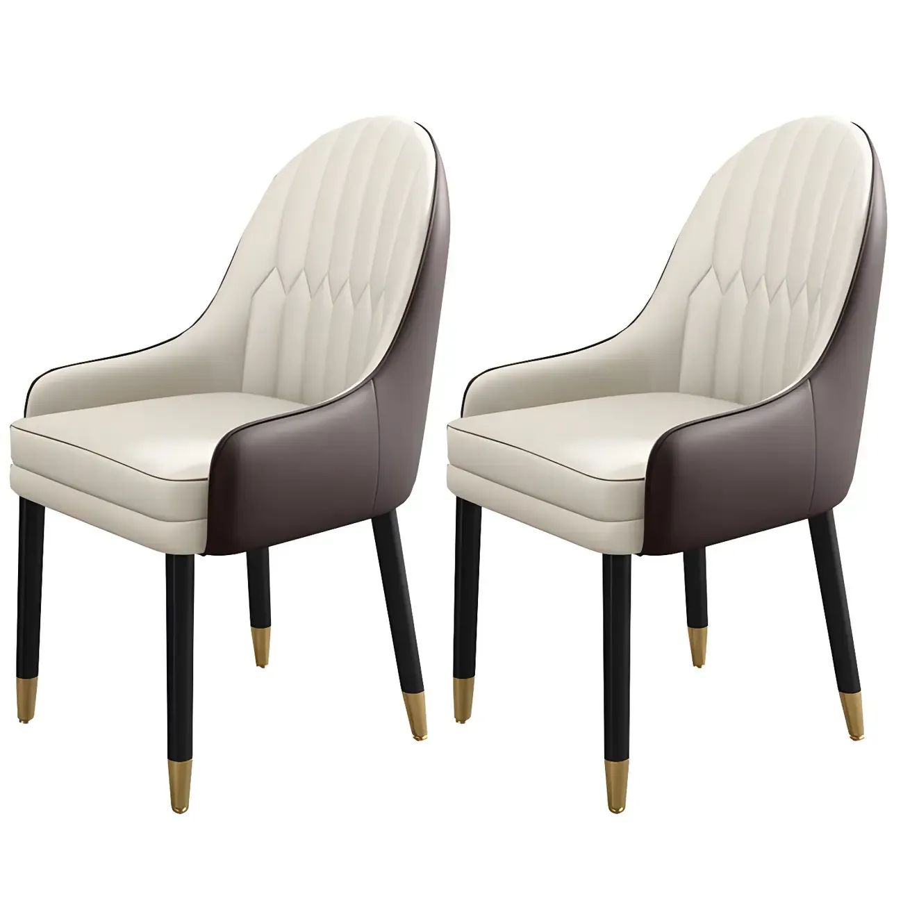 Modern Leather Upholstered Dining Chair with Arms