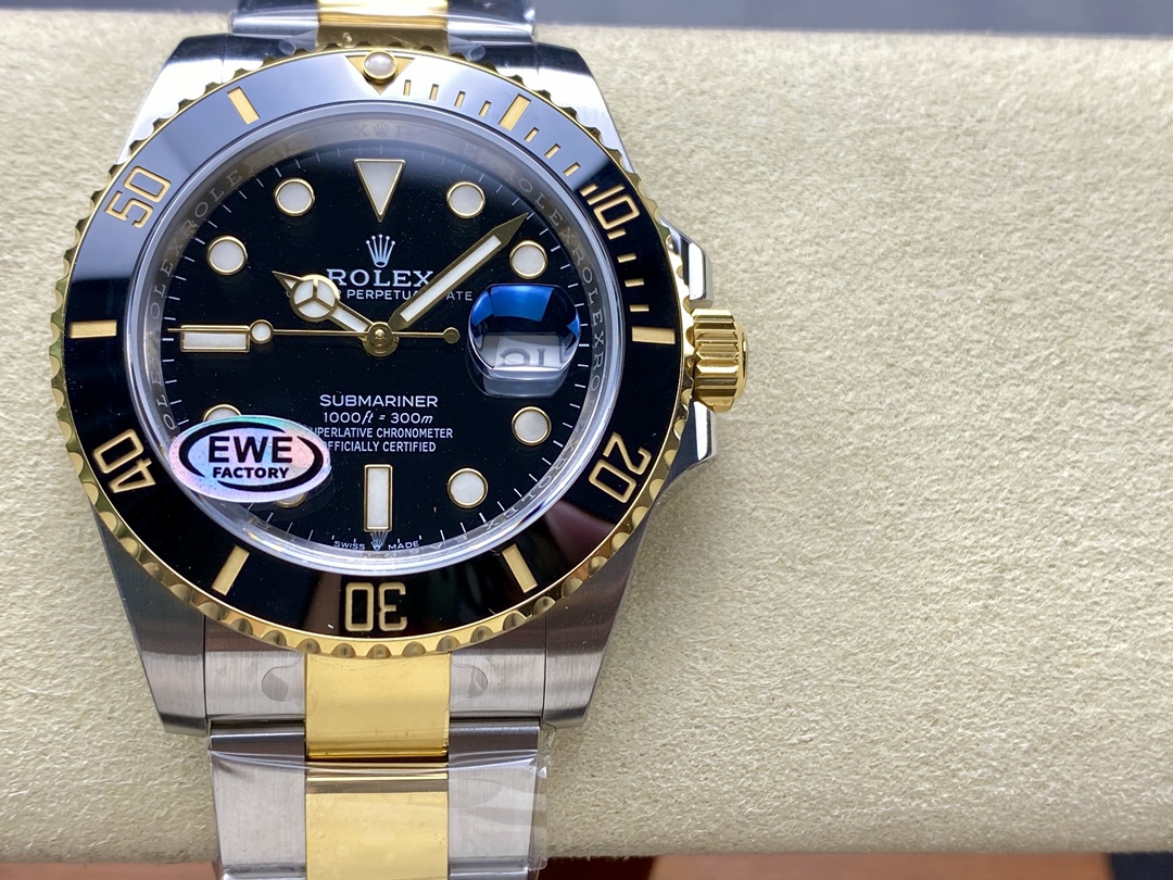 rolex Submariner replica two-tone gold and steel with EWE Factory sticker
