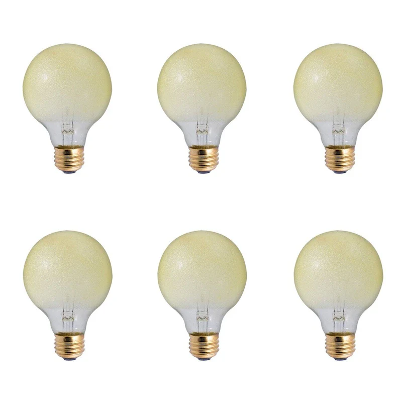 Bulbrite Pack of (6) 40 Watt Dimmable Amber Ice Finish G25 Medium (E26) Incandescent Bulb - 6 Pack