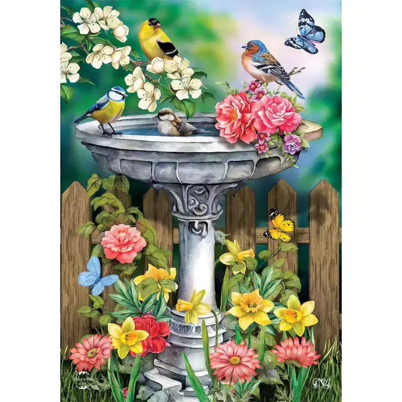 Briarwood Lane Spring Garden Flag 12x18 For Outdoor Birdbath in Bloom For Spring Garden Flag Flags For Outside