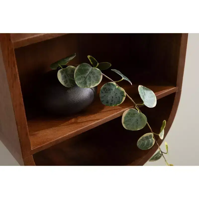 Kate and Laurel Hutton Wood Capsule Wall Shelf, Walnut Brown, 13x33