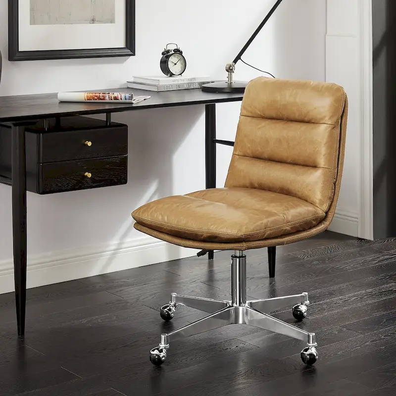 Mid-Century Modern Armless Swivel Office Chair – Single Seat