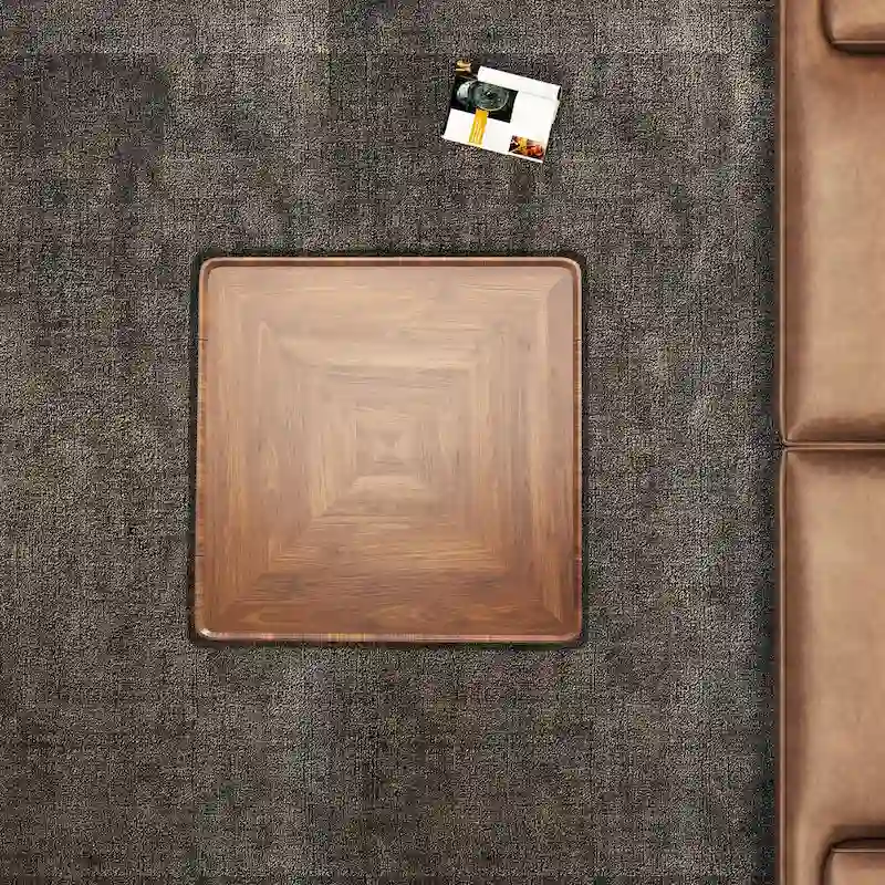 Mid-Century Modern Square Wood Coffee Table with Drawers