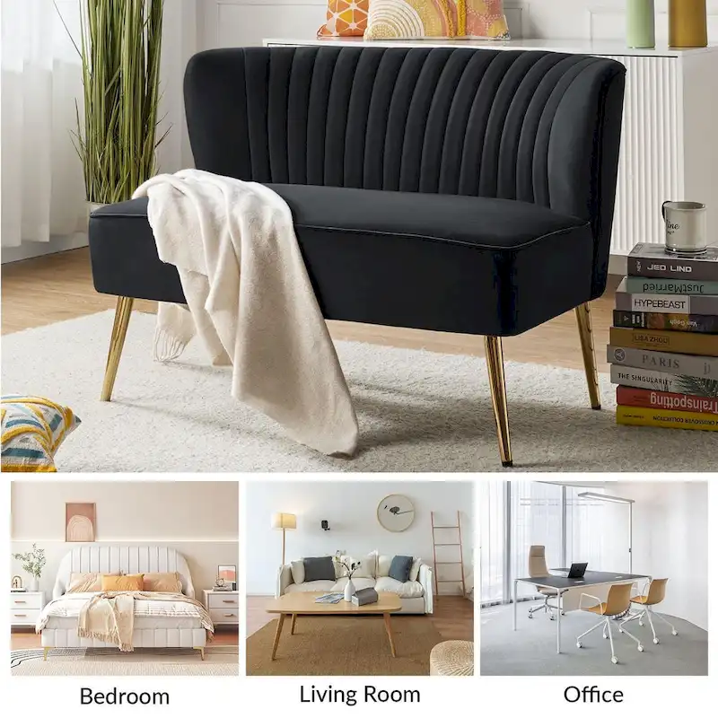 Delicia 3 Piece High-Quality Velvet Fabric Living Room Set with Sturdy Legs by HULALA HOME