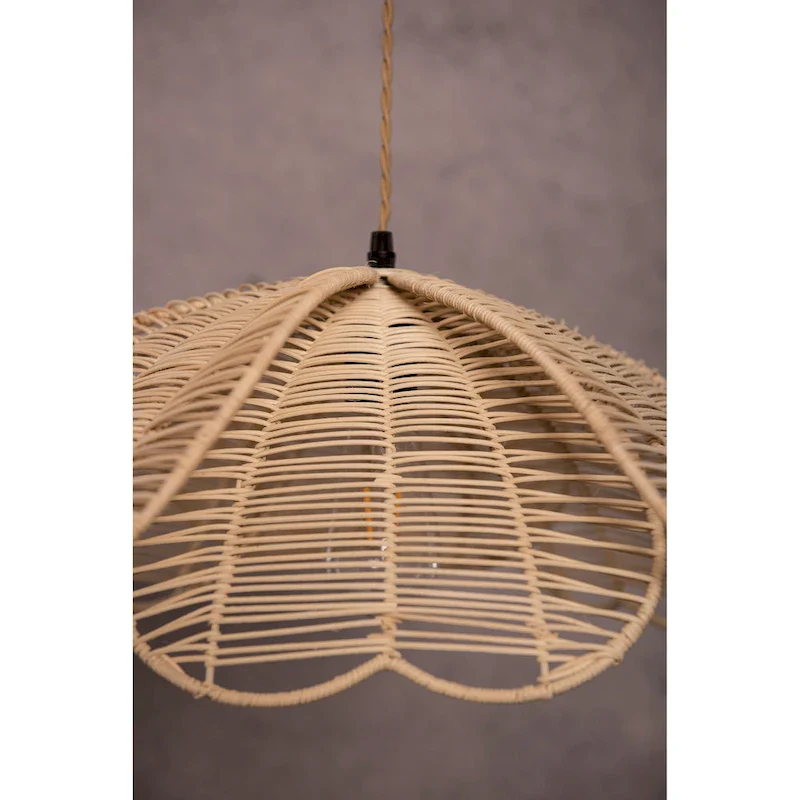 Boho Rattan Flower Pendant Light Coastal Hanging Fixture Light - 20  Wide