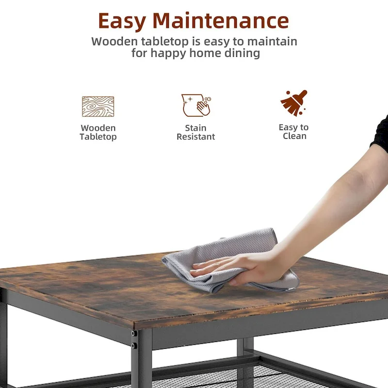 3-Piece Bar Table Set with Metal Shelf,Small Pub Table Set,Dining Set