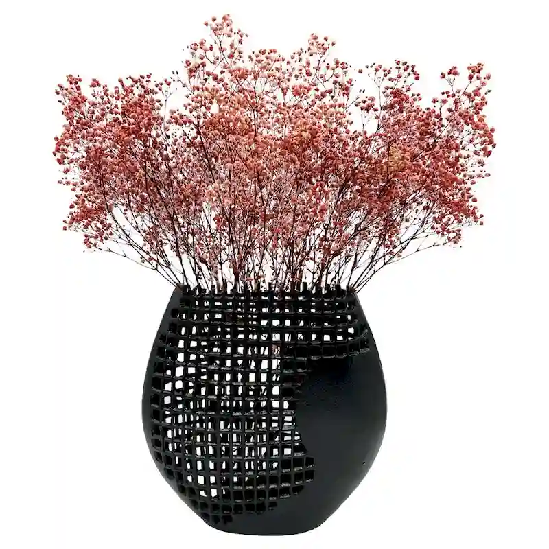 Decorative Handmade Aluminum Waffle Flower Vase in Black